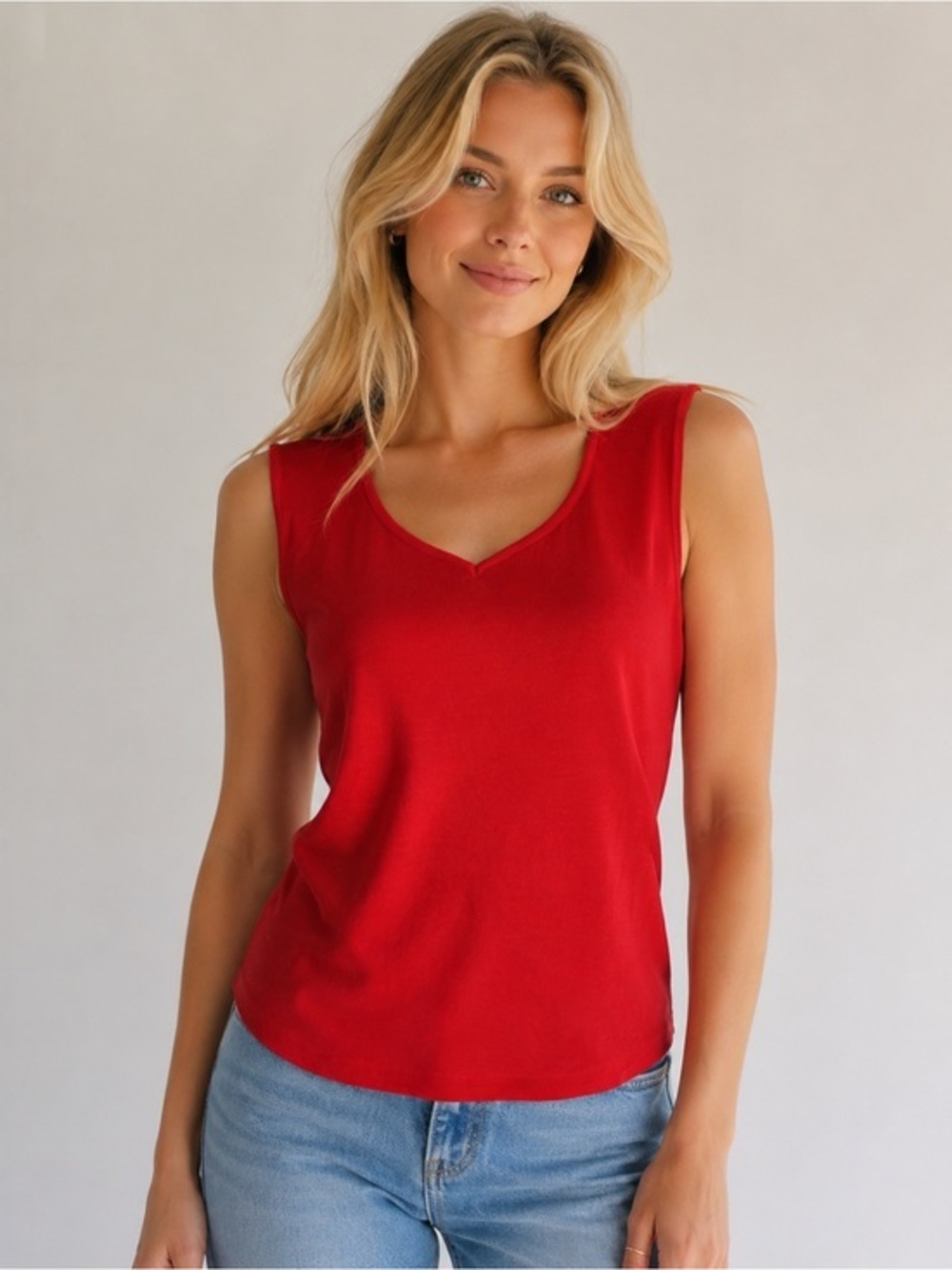 Ming Wang V-Neck Sleeveless Red Top Sz PL